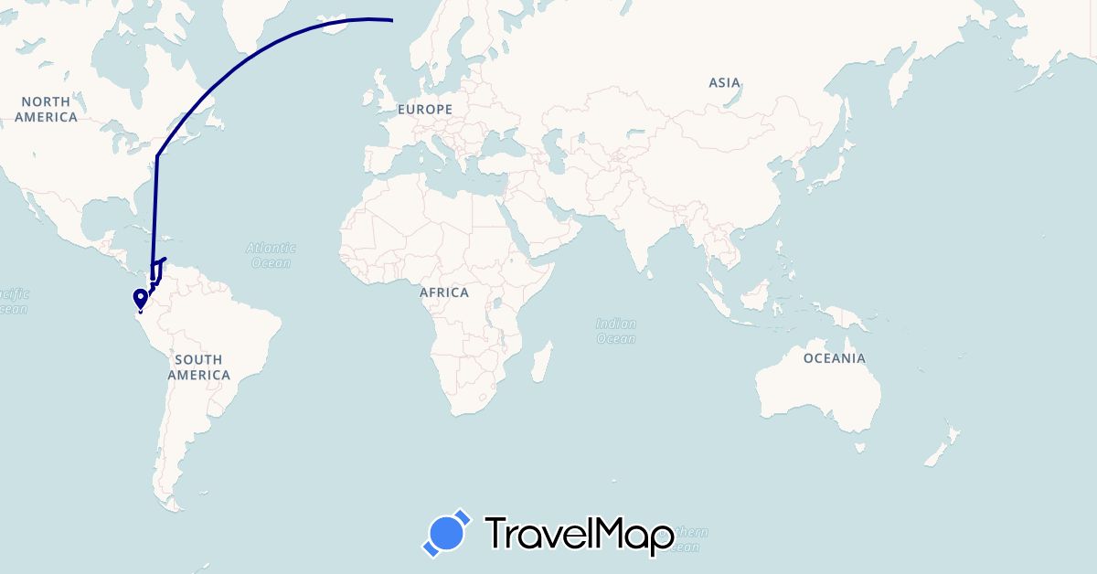 TravelMap itinerary: driving in Australia, Belgium, Colombia, Ecuador, Hong Kong, Cambodia, Laos, Sri Lanka, New Zealand, Singapore, Thailand, Turkey, United States, Vietnam (Asia, Europe, North America, Oceania, South America)